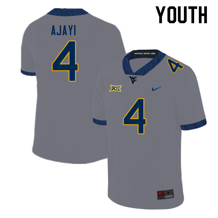Youth #4 Rashad Ajayi West Virginia Mountaineers College Football Jerseys Sale-Gray - Click Image to Close